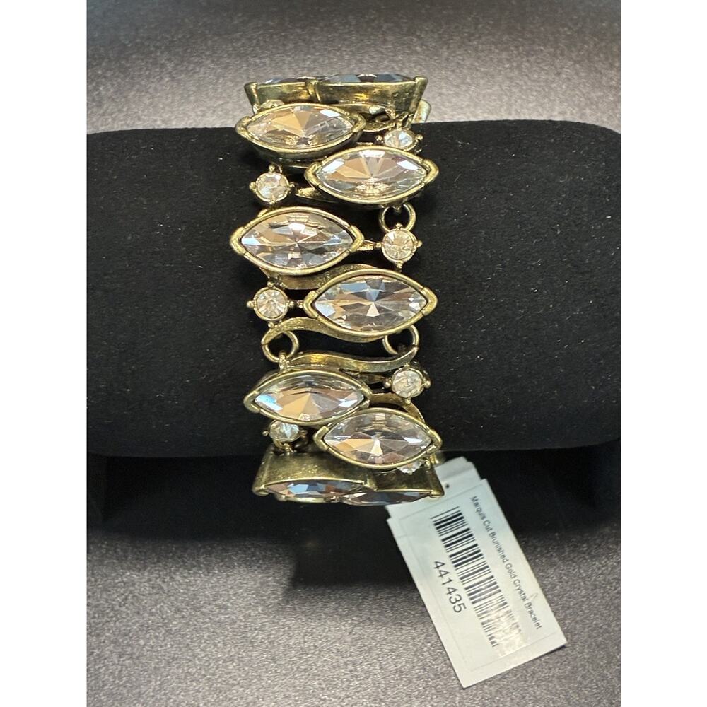 NWT Lulu Avenue Marquis Cut Burnished Gold Crystal Bracelet